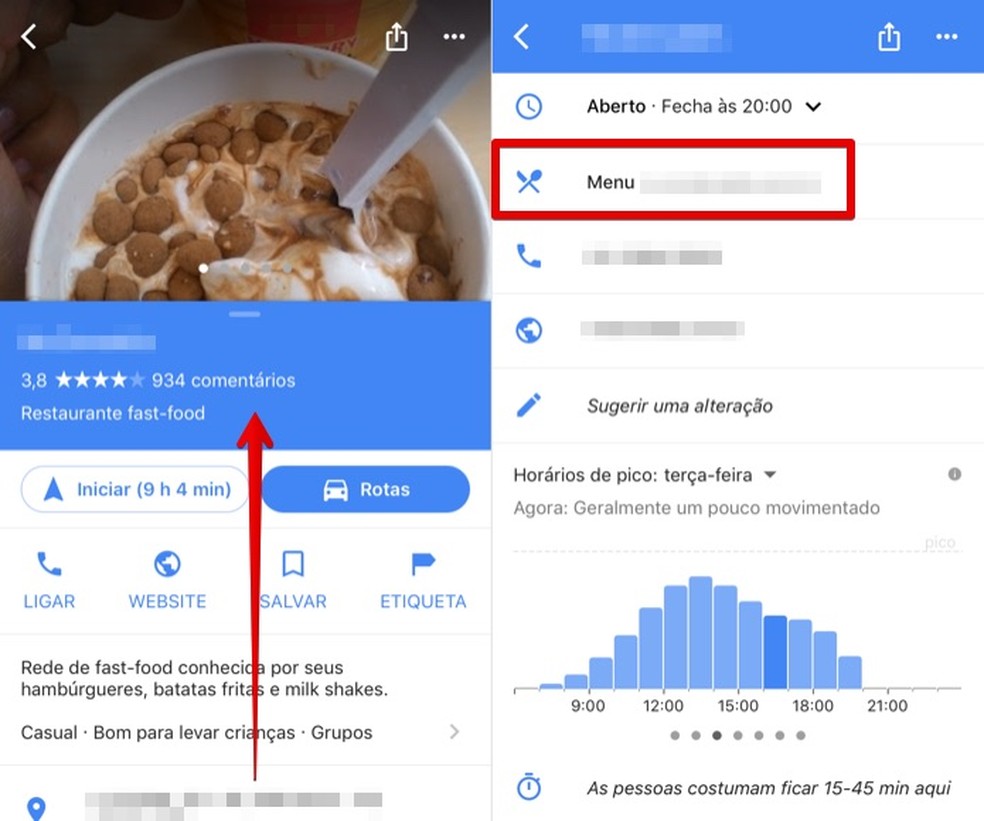 Como ver o menu de restaurantes no app do Google Maps