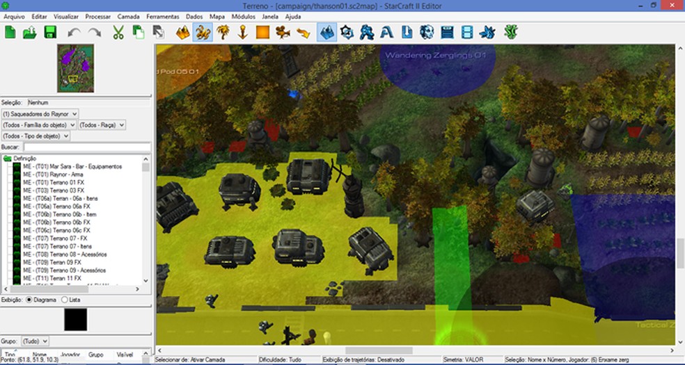 Mapa, o robô e os elementos que compõem o cená-rio do jogo. Fonte