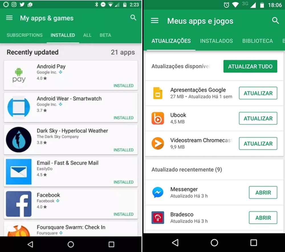 Android muda tela de atualizações de apps; veja como fica a Google Play