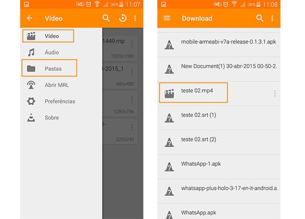 Abra seu vídeo no VLC Player para Android (Foto: Reprodução/Barbara Mananra) — Foto: TechTudo