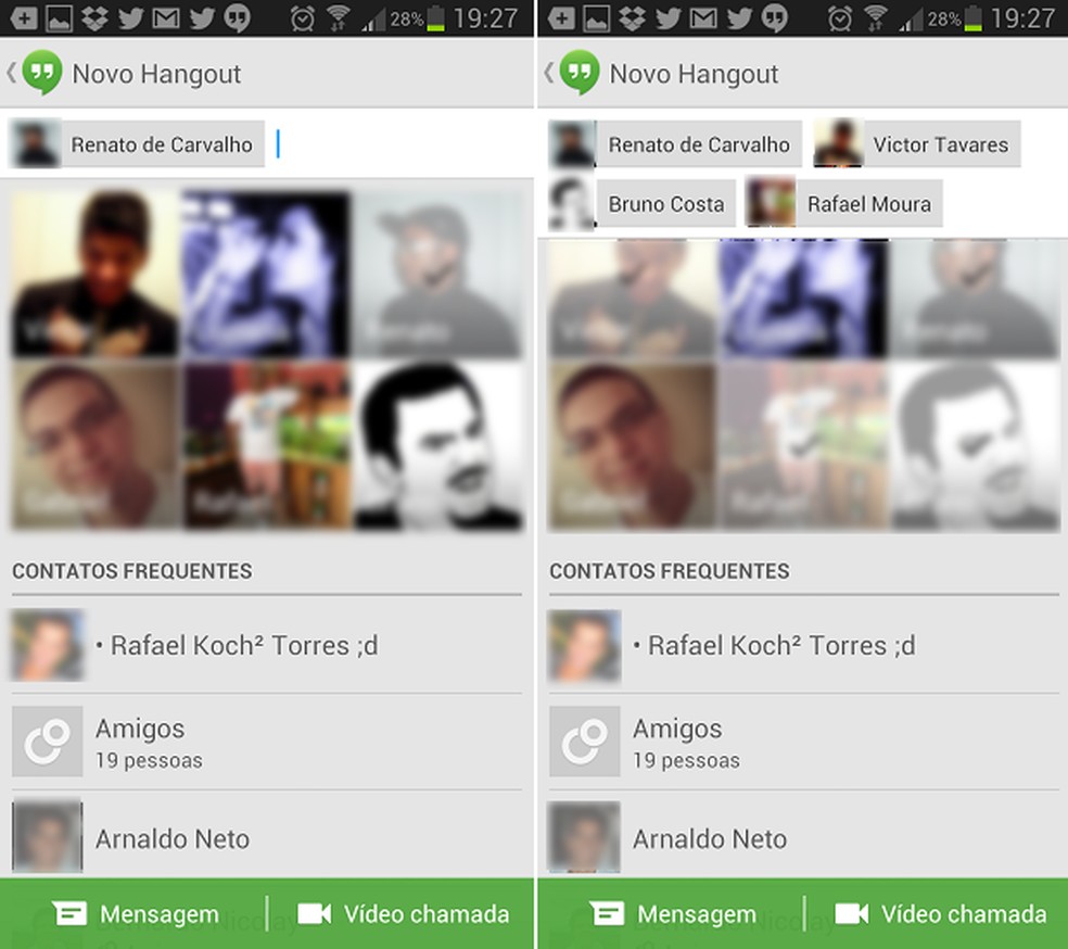Estas são as telas de convidar usuários para bater papo (Foto: Reprodução/Thiago Barros) — Foto: TechTudo