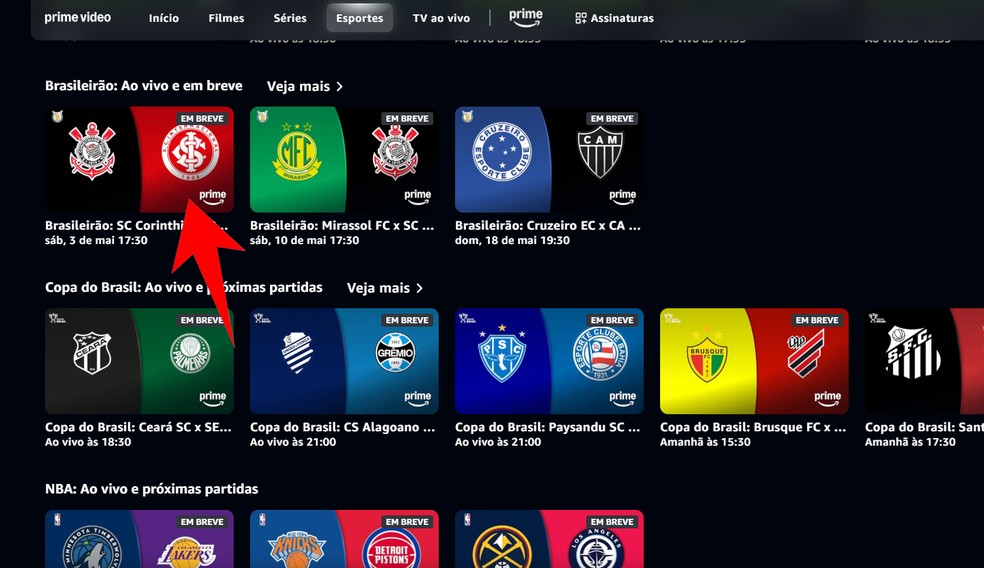 Onde assistir ao jogo do Corinthians hoje? Amazon Prime Video transmite partida com Internacional neste sábado — Foto: Reprodução/Rodrigo Fernandes