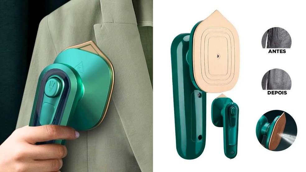 Mini ferro de passar roupa portátil Sellneeds — Foto: Divulgação/Sellneeds