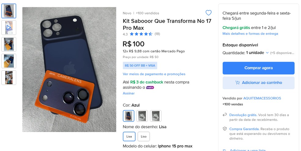  Reprodução/Mercado Livre