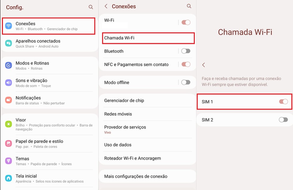 Passo a passo para ativar o recurso de chamadas via Wi-Fi em celulares Samsung — Foto: Reprodução/Thawane Maria