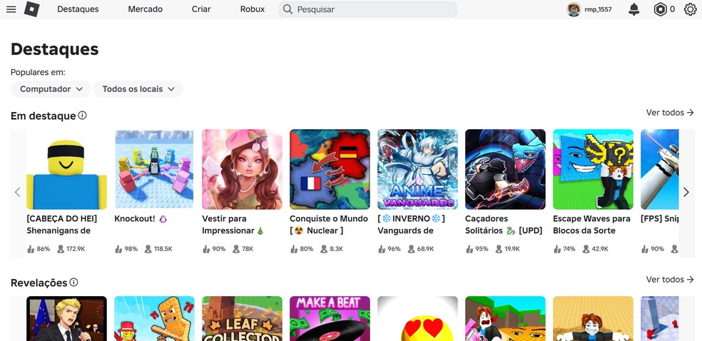 Criar experiências também são forma de ganhar Robux — Foto: Reprodução/Róbson Martins