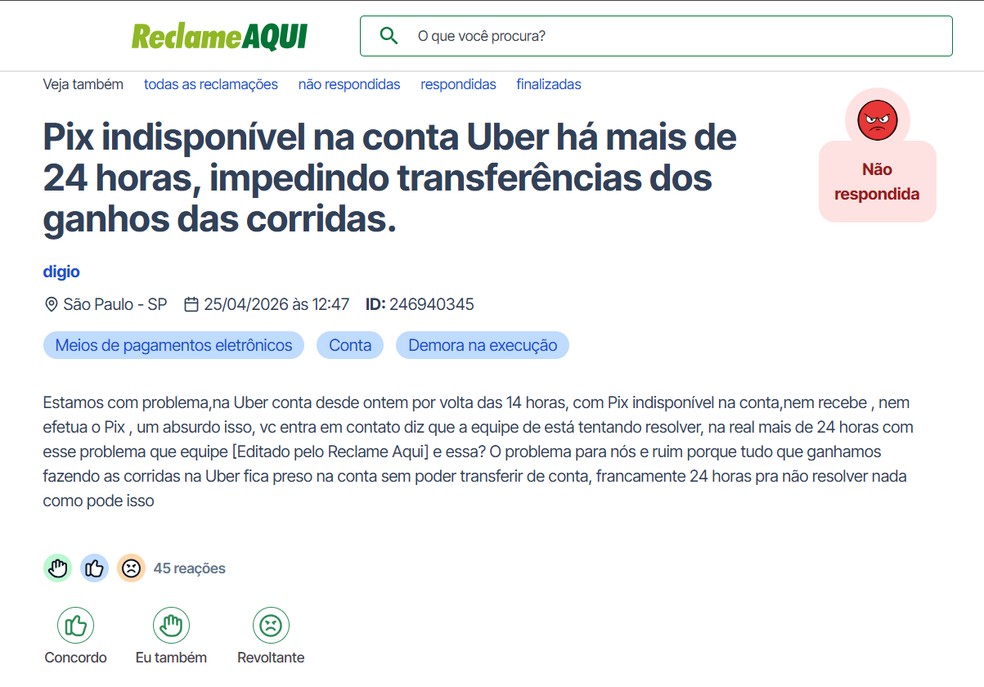  Reprodução/Reclame Aqui