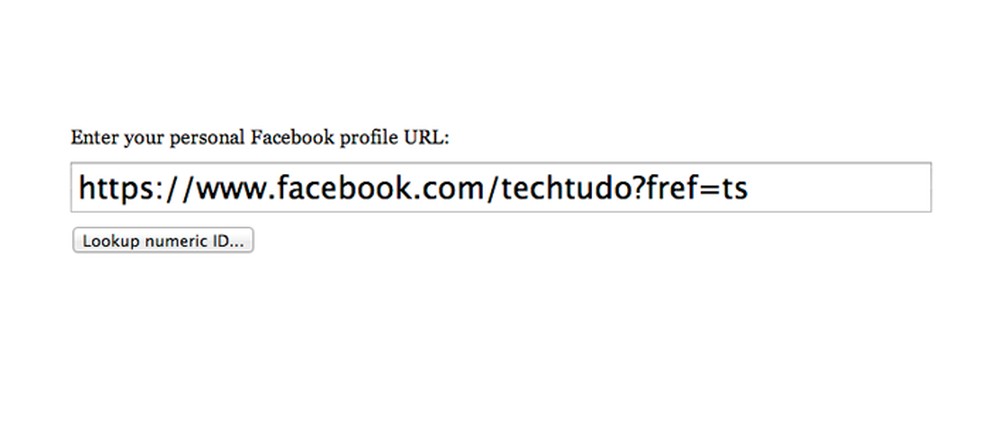 Cole o endereço no site Find My Facebook ID (Foto: Reprodução/André Sugai) — Foto: TechTudo