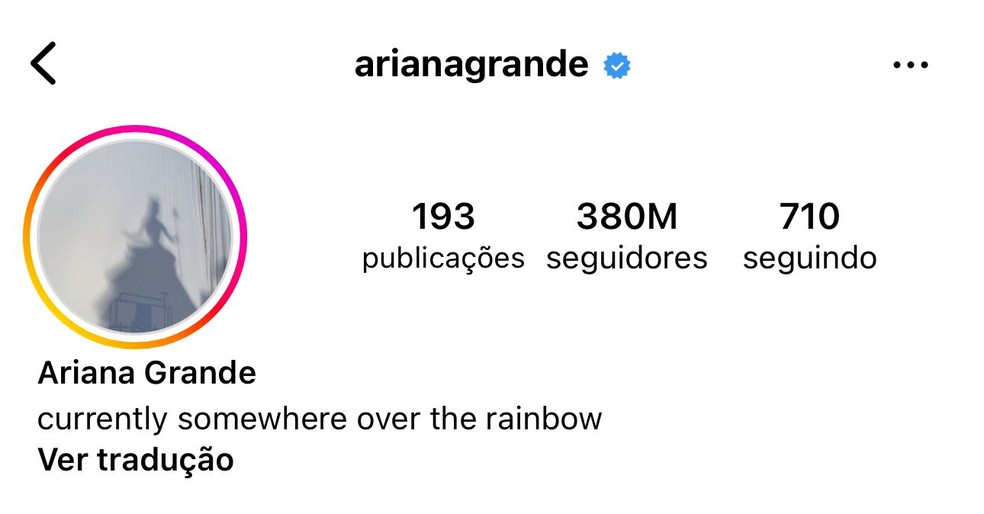 Ariana Grande soma mais de 380 milhões de fãs no Instagram — Foto: Reprodução/Instagram