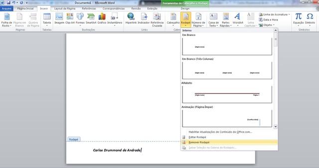 Veja como inserir cabeçalho e rodapé em documento do Word 2010