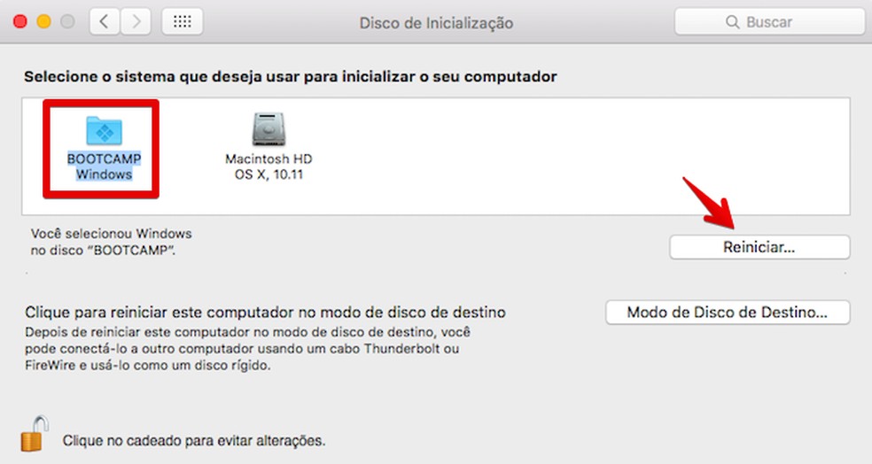 Reiniciando o Mac no Windows 10 (Foto: Reprodução/Helito Bijora) — Foto: TechTudo