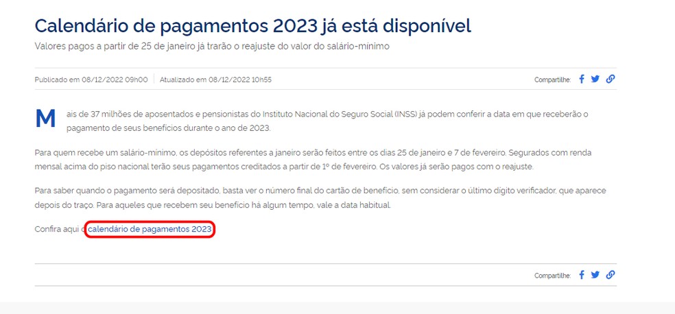 Tabela INSS 2022: como consultar calendário de pagamentos do benefício