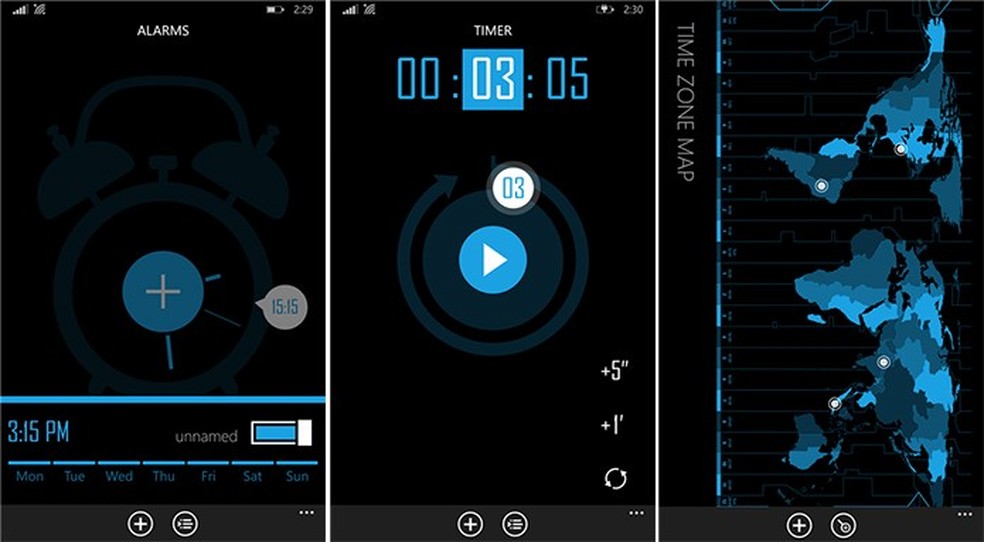 Kit de interface do usuário do aplicativo de despertador de relógio mundial