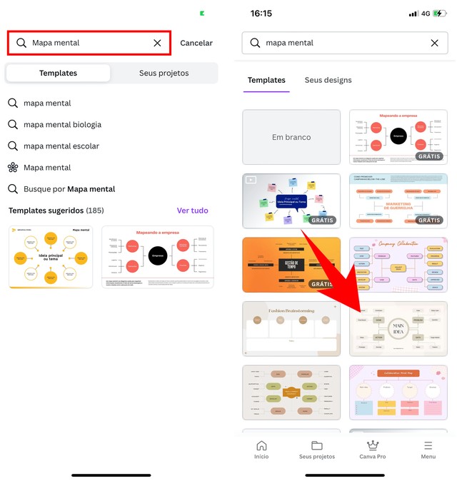 Como fazer mapa mental no Canva pelo celular