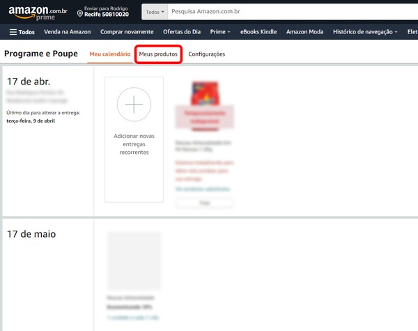 Como cancelar compra recorrente na Amazon