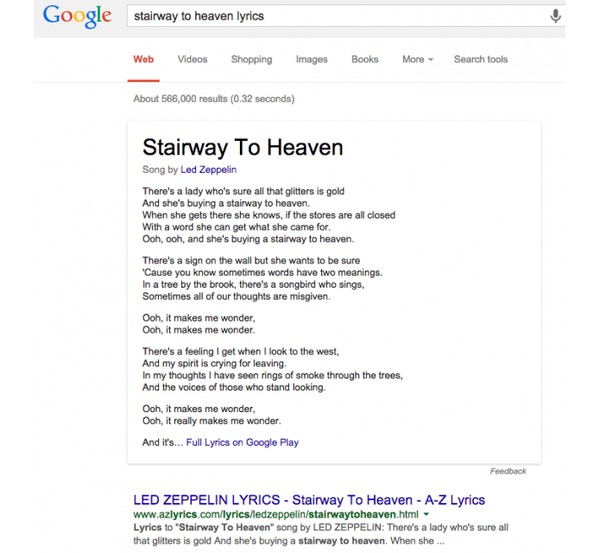 Google passa a mostrar letras de músicas no resultado das pesquisas
