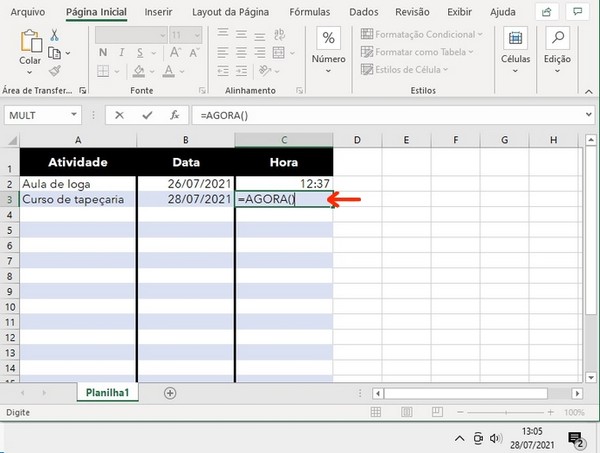 Como colocar data no Excel