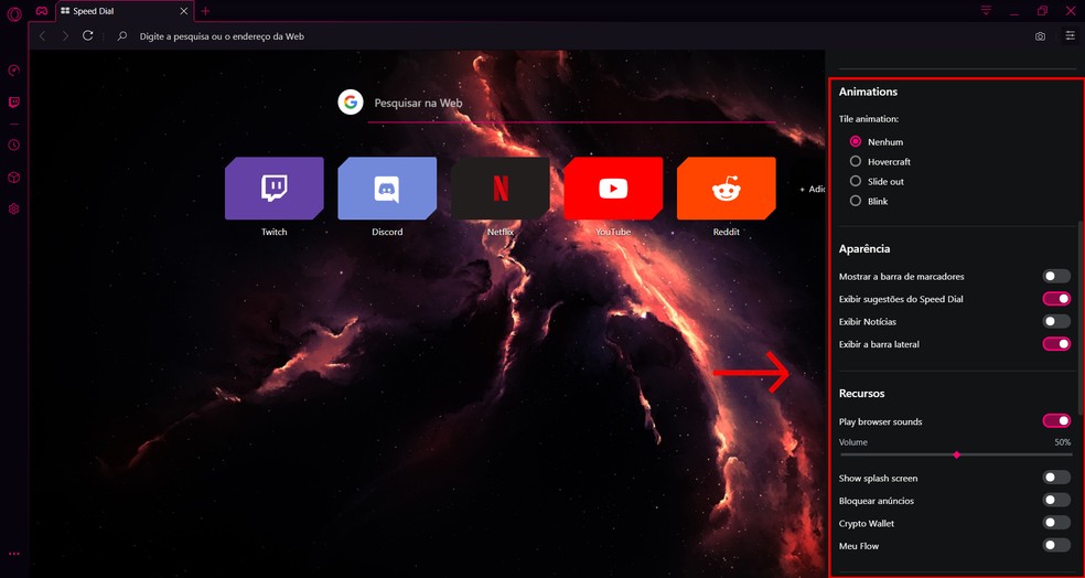 Opera GX, o navegador gamer, coloca Discord na barra lateral em