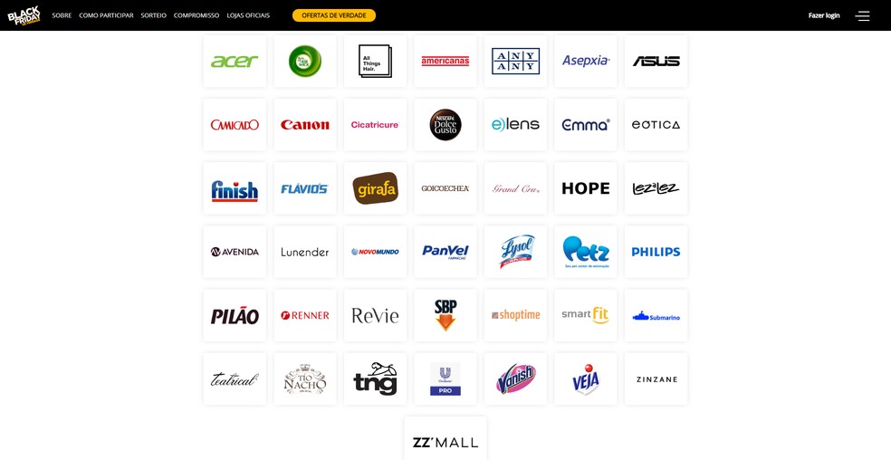 Grupo de lojas oficiais conta com participação de grandes redes e marcas — Foto: Reprodução/Filipe Garrett