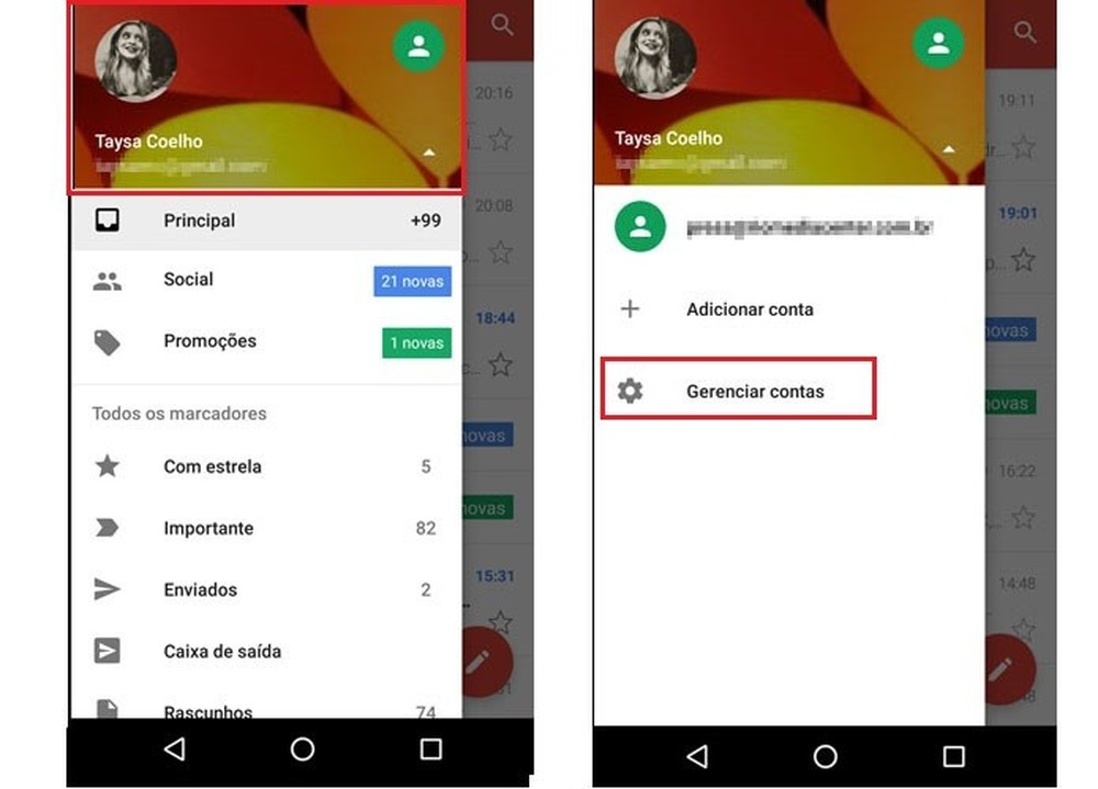 Como remover a conta do Gmail no Android