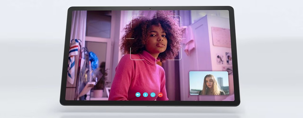 Câmera do Lenovo Tab P12 vem com deteção facial AI — Foto: Reprodução/Lenovo