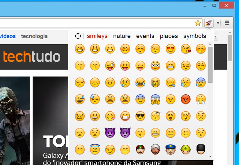 Usando Emojis no Chrome (Foto: Reprodução/Helito Bijora) — Foto: TechTudo