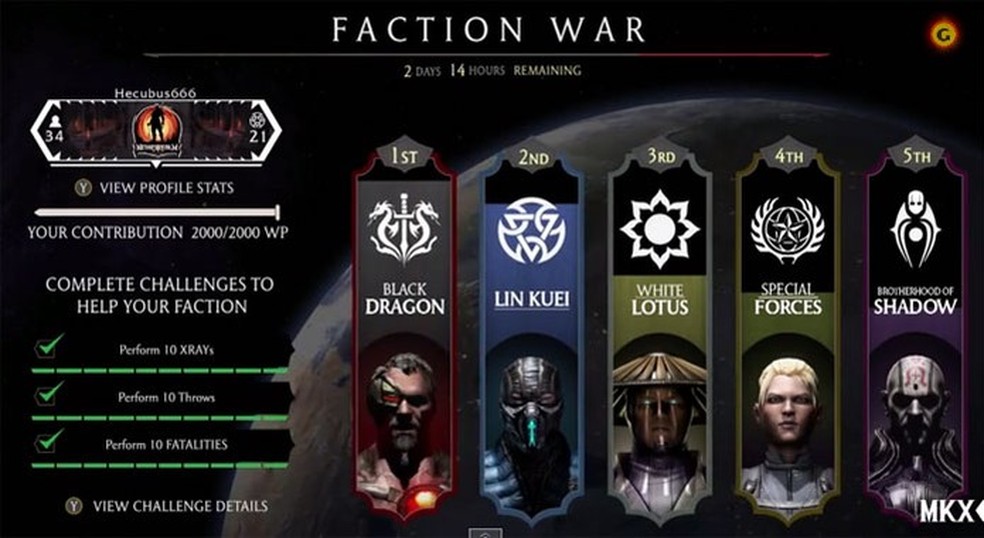 Quais são as principais facções de Mortal Kombat