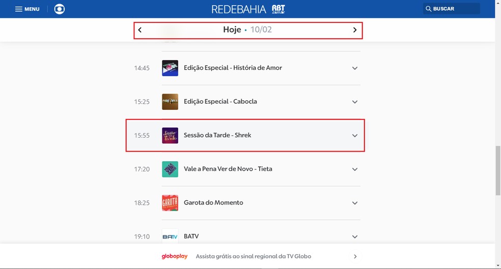 Escolha uma programação da filial da Rede Globo  — Foto: Reprodução/Gabriel Pereira