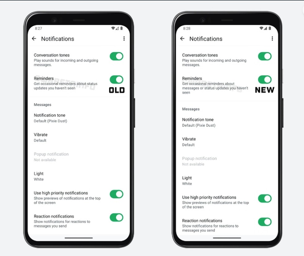 Recurso de lembrete de mensagens esquecidas no WhatsApp pode ser habilitado nas configurações do app — Foto: Divulgação/WABetaInfo