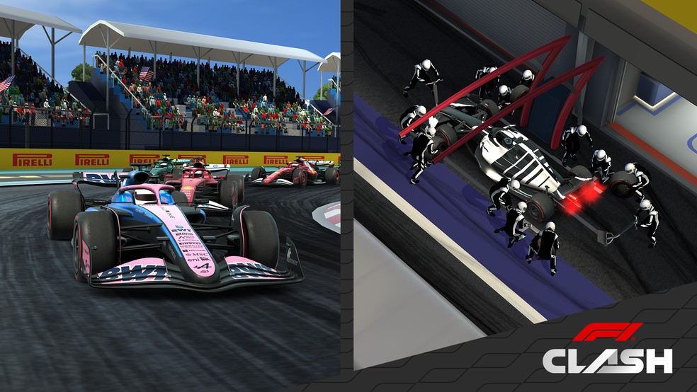 Em F1 Clash você deve guiar sua equipe rumo ao topo do pódio — Foto: Reprodução/Google Play Store