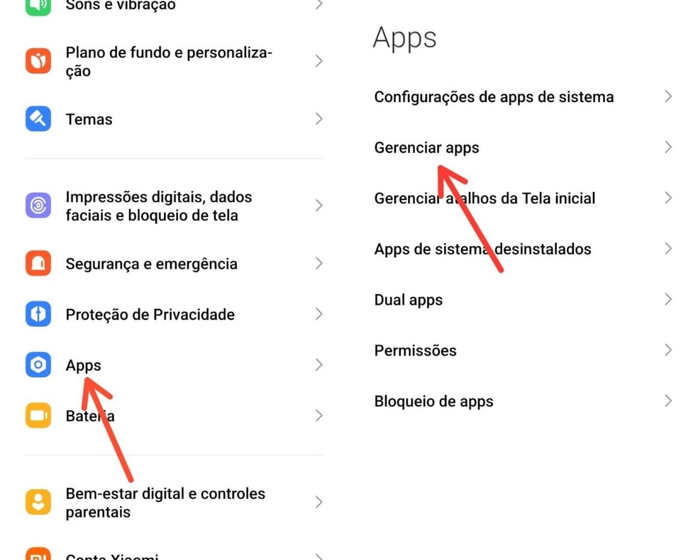 Gerenciamento de apps no Xiaomi — Foto: Reprodução/Gisele Souza