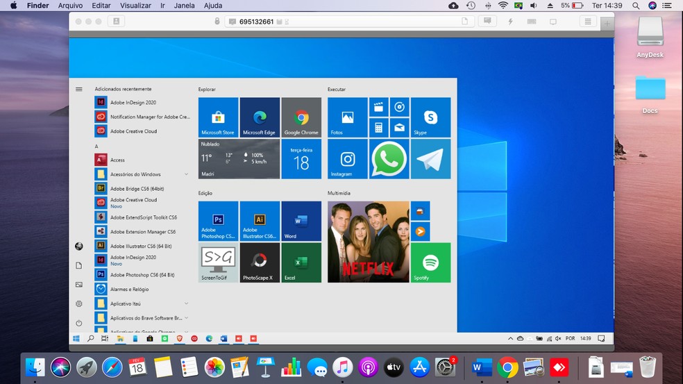 AnyDesk permite acessar PC Windows à distância a partir de outros computadores — Foto: Reprodução/Paulo Alves