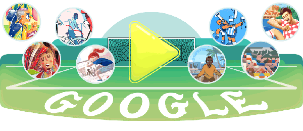 Doodle do Google homenageia seleções que jogam hoje na Copa do Mundo — Foto: Reprodução/Google
