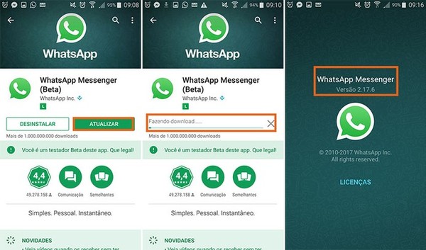 WhatsApp beta pedi para atualizar, mais não tem atualização