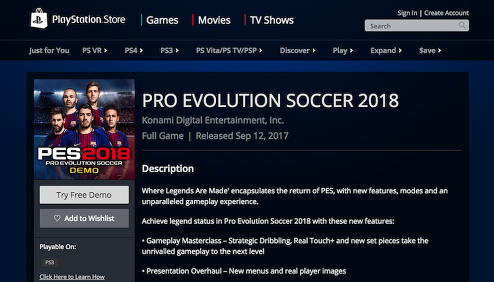Pes 2018 playstation store on sale
