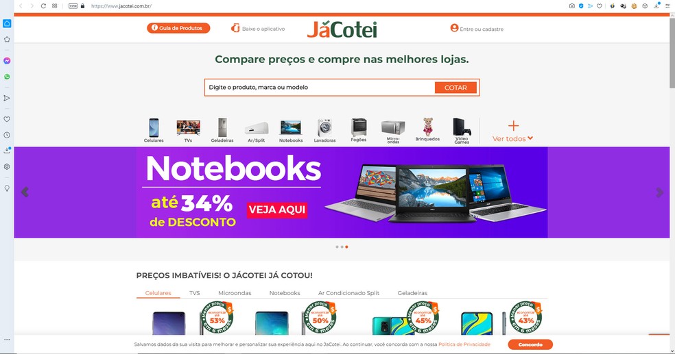 JáCotei conta com app próprio e recurso de alertas de preço — Foto: Reprodução/Filipe Garrett