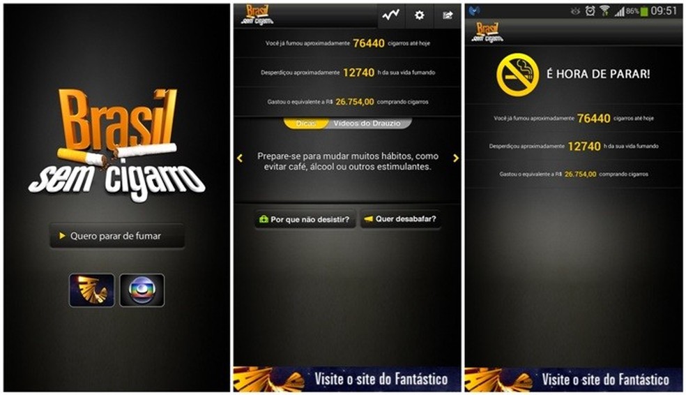 O app Brasil sem cigarro dispõe de vídeos incentivadores gravados pelo médico Dráuzio Varella (Foto: Reprodução/Lívia Dâmaso) — Foto: TechTudo