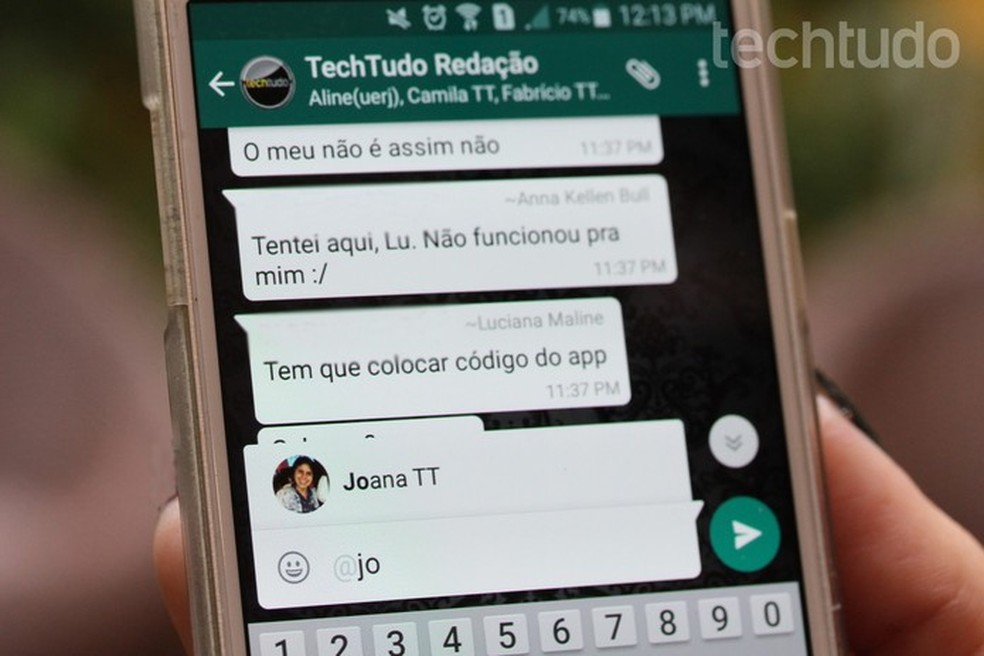 WhatsApp permite mencionar usuários em grupos; veja como usar (Foto: Carolina Ochsendorf/TechTudo) — Foto: TechTudo