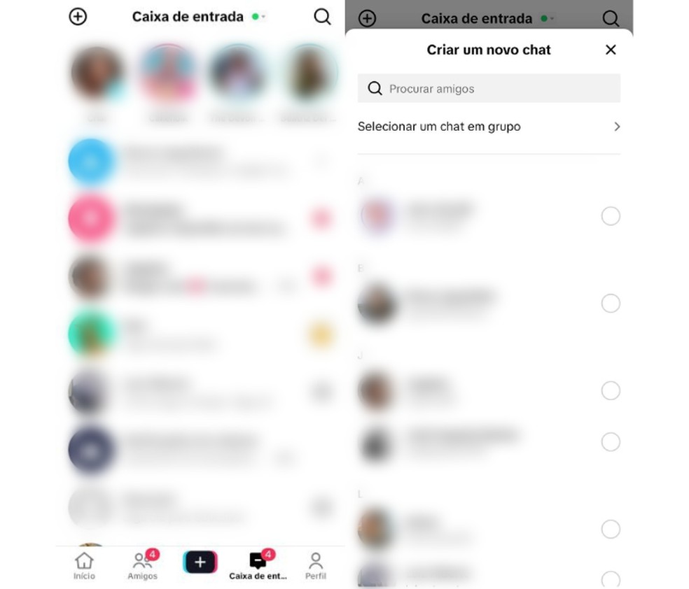 Aba de criação de chat em grupo no TikTok — Foto: Reprodução/TechTudo