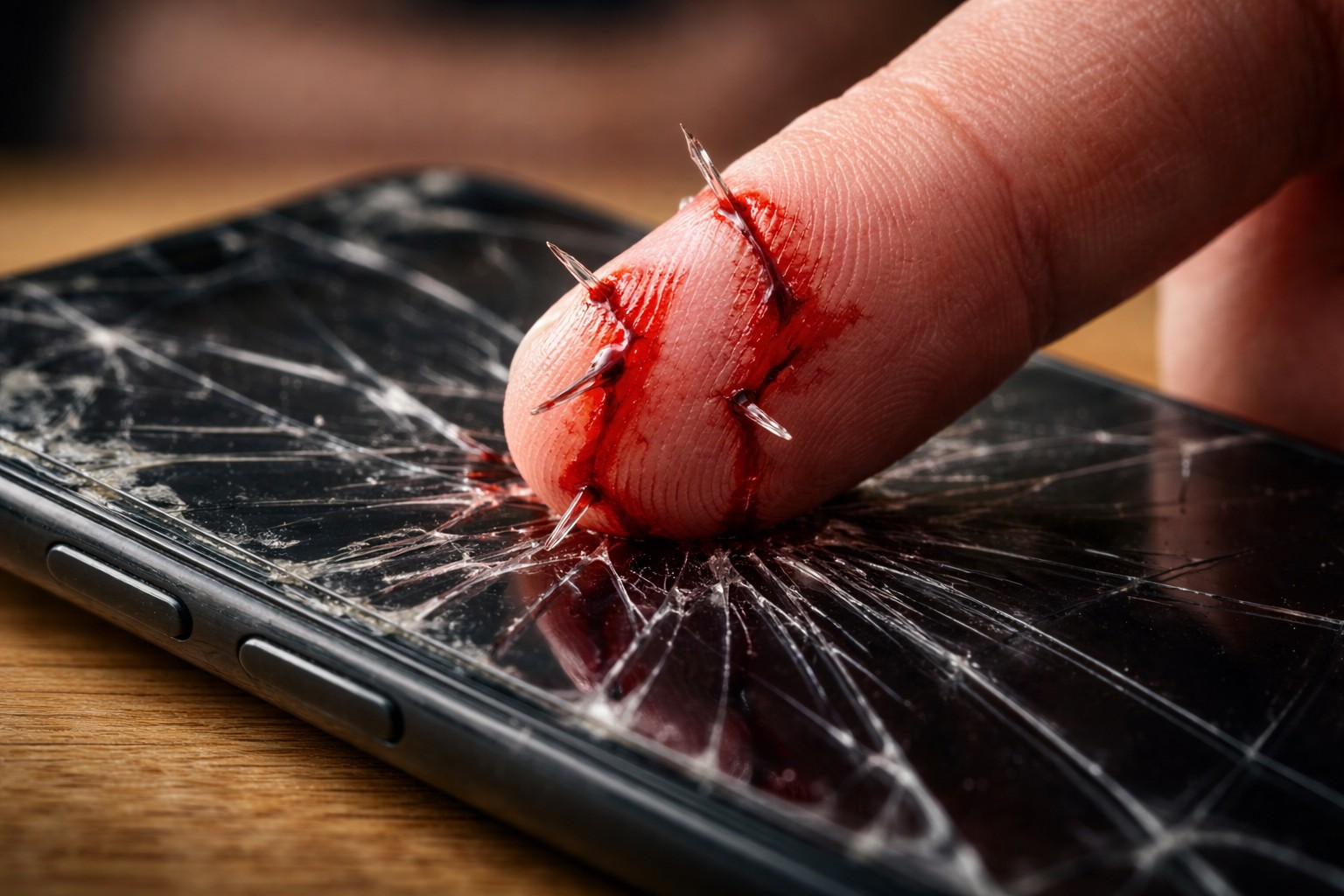 Você usa celular com tela trincada? Isso pode causar infecções nos dedos