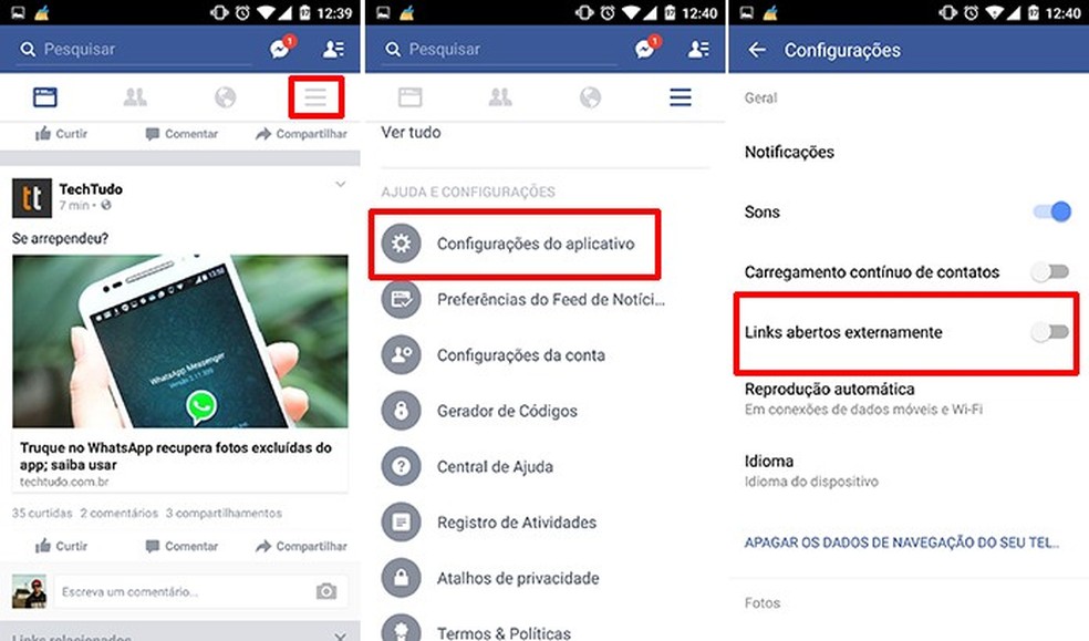 Como desativar o navegador nativo do Facebook no Android