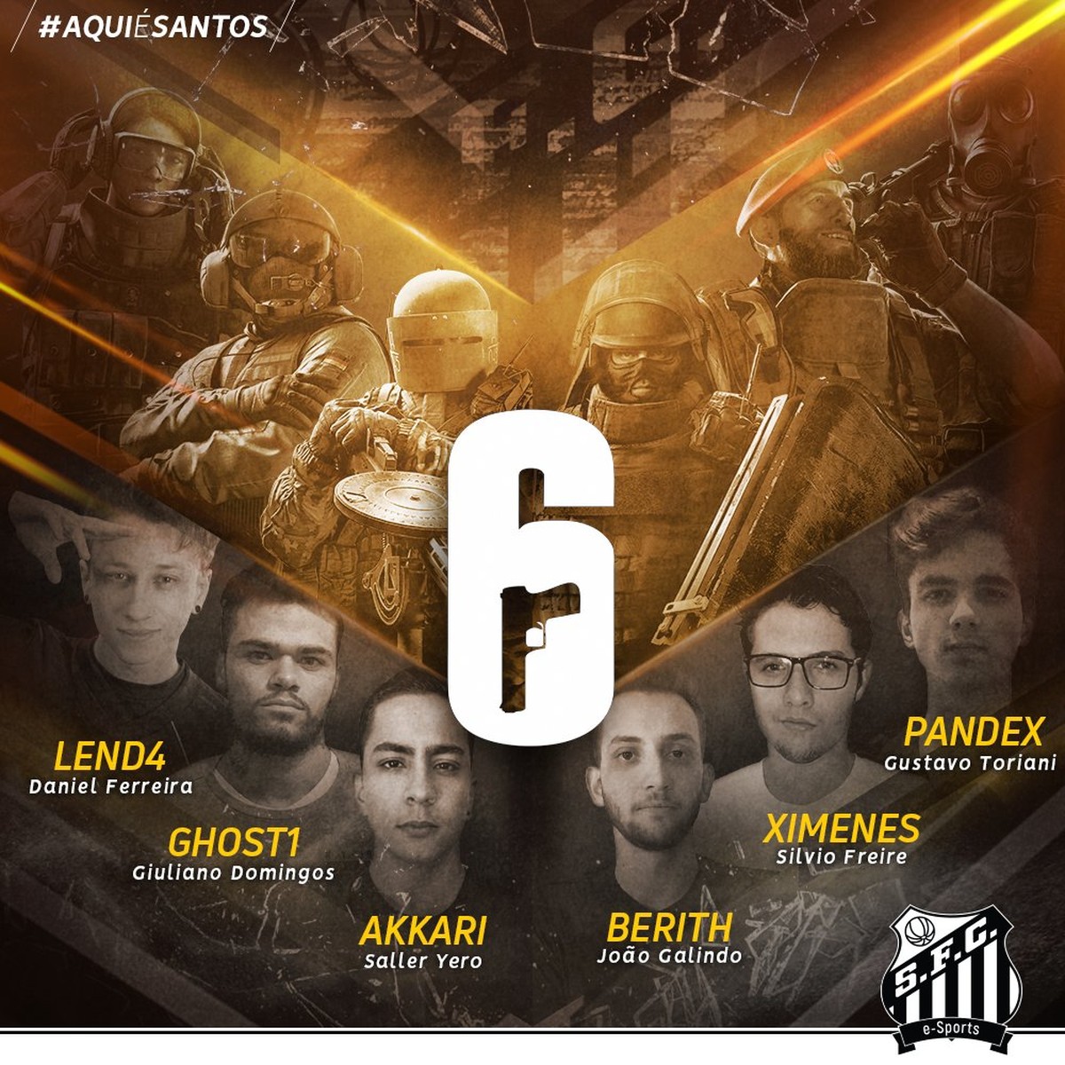 Conheça os jogadores do Santos no Rainbow Six: Siege