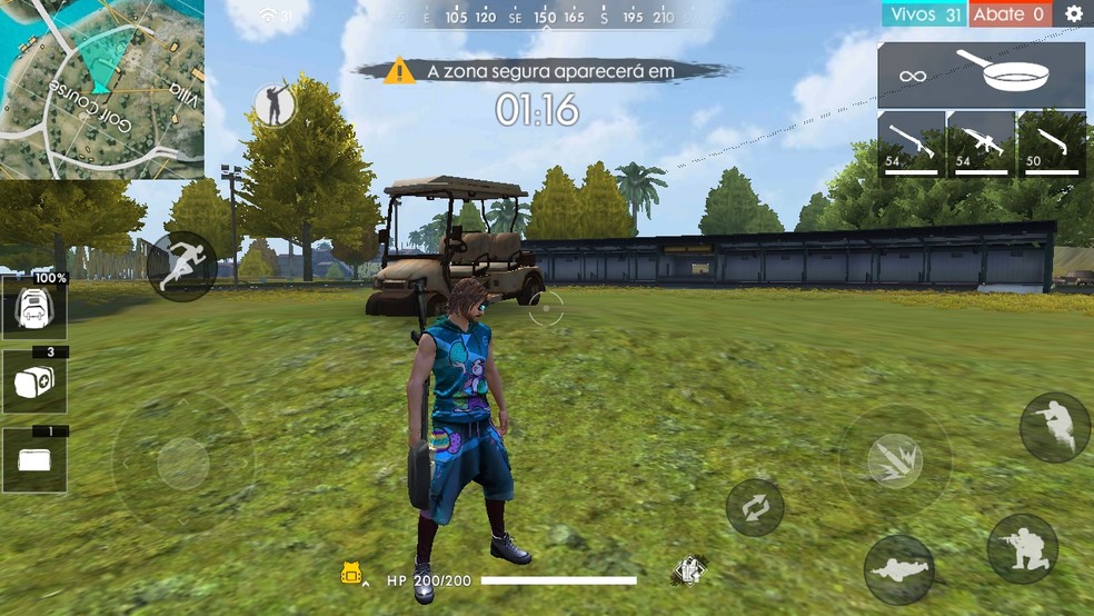 Golf Course é uma área muito boa tanto em loot quanto em posicionamento — Foto: Reprodução/Gustavo Lima