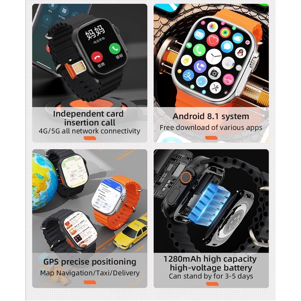 Especificações do Apple Watch Ultra réplica da Shopee — Foto: Reprodução/Shopee