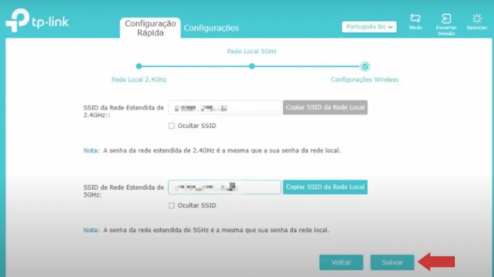 Se desejar, dê um novo nome à rede criada pelo repetidor de Wi-Fi — Foto: Reprodução/Lucimara Leandro