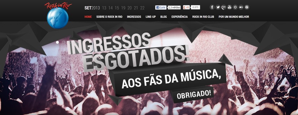 Nota da cobertura do evento Rock in Rio 2013 - Ao vivo