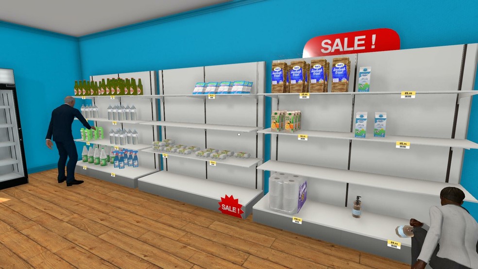 Não deixe suas prateleiras vazias em Supermarket Simulator — Foto: Reprodução/Steam