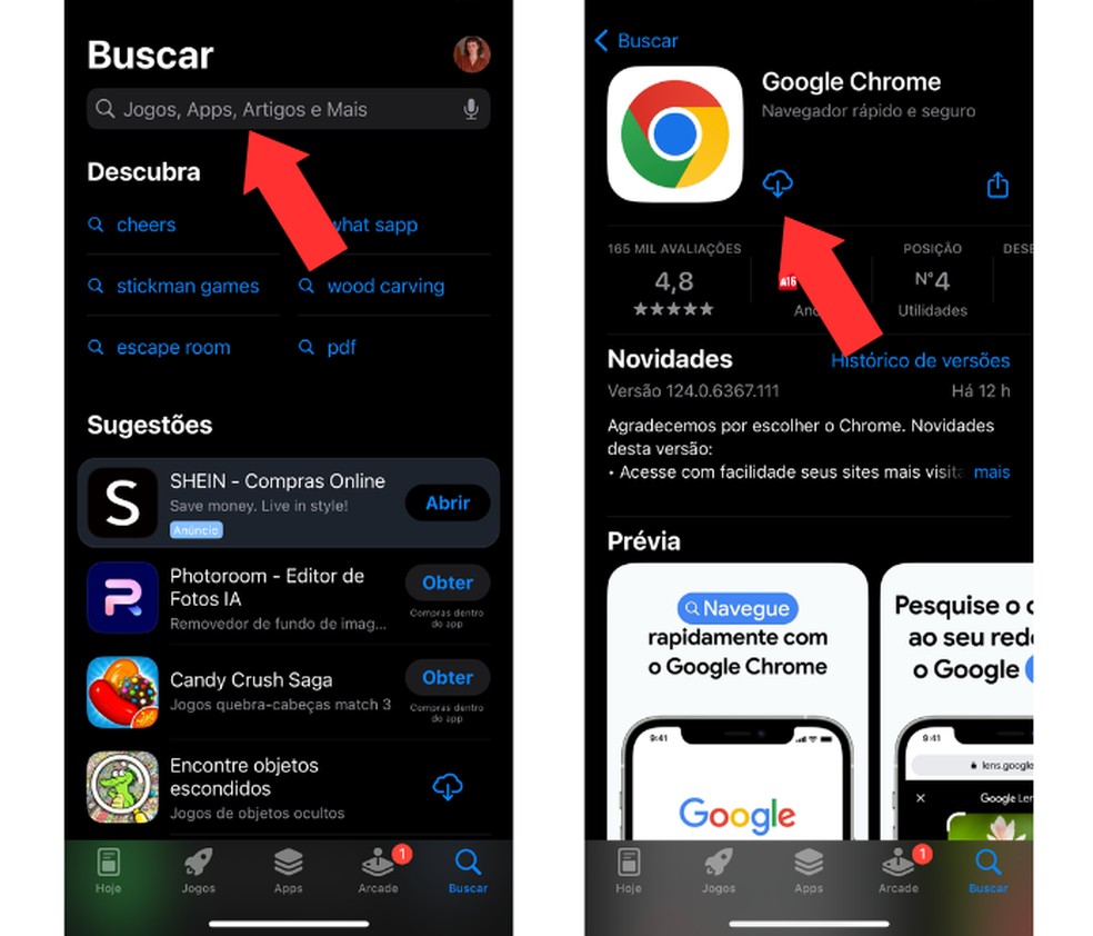 Caso nenhum procedimento funcione para resolver os problemas na navegação, é indicado fazer o download de outro navegador na loja de apps do seu celular — Foto: Reprodução/Mariana Tralback