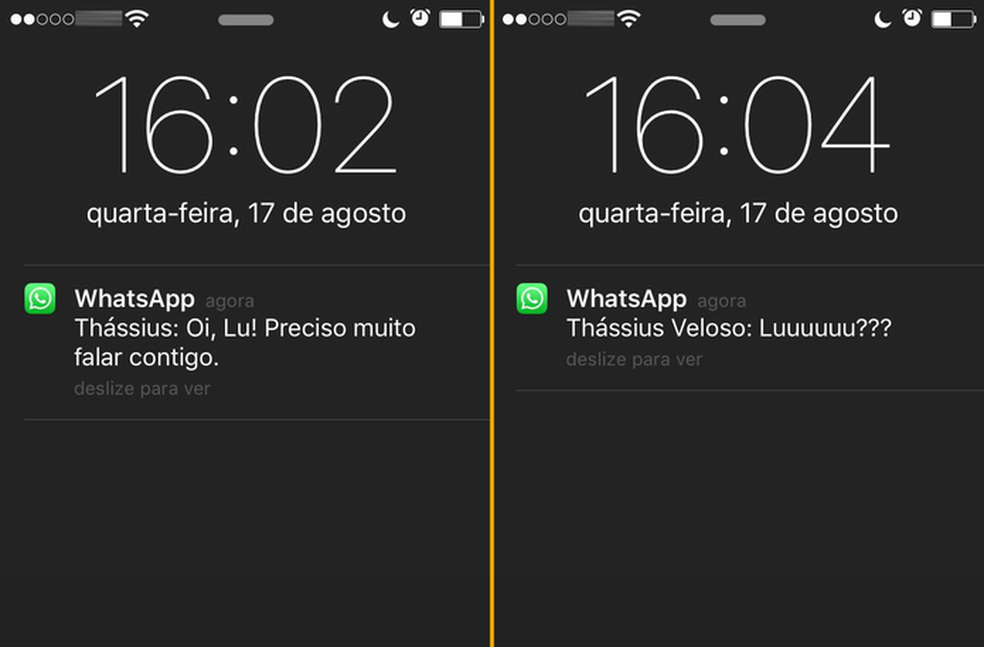 Notificação no WhatsApp para iOS — Foto: Luciana Maline/TechTudo