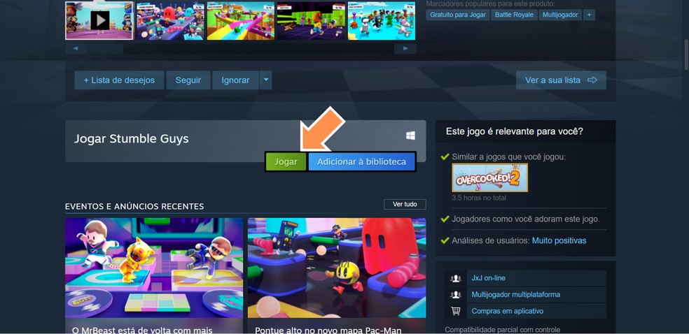 Clique em 'Jogar' — Foto: Reprodução/Róbson Martins